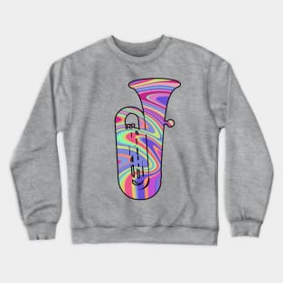 Tuba Silhouette: Colorful Swirl Crewneck Sweatshirt